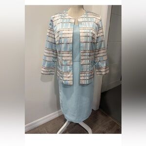 2 Pc Pendleton Plaid Baby Blue Dress Suit Size 10 Petite Silk Blend Career